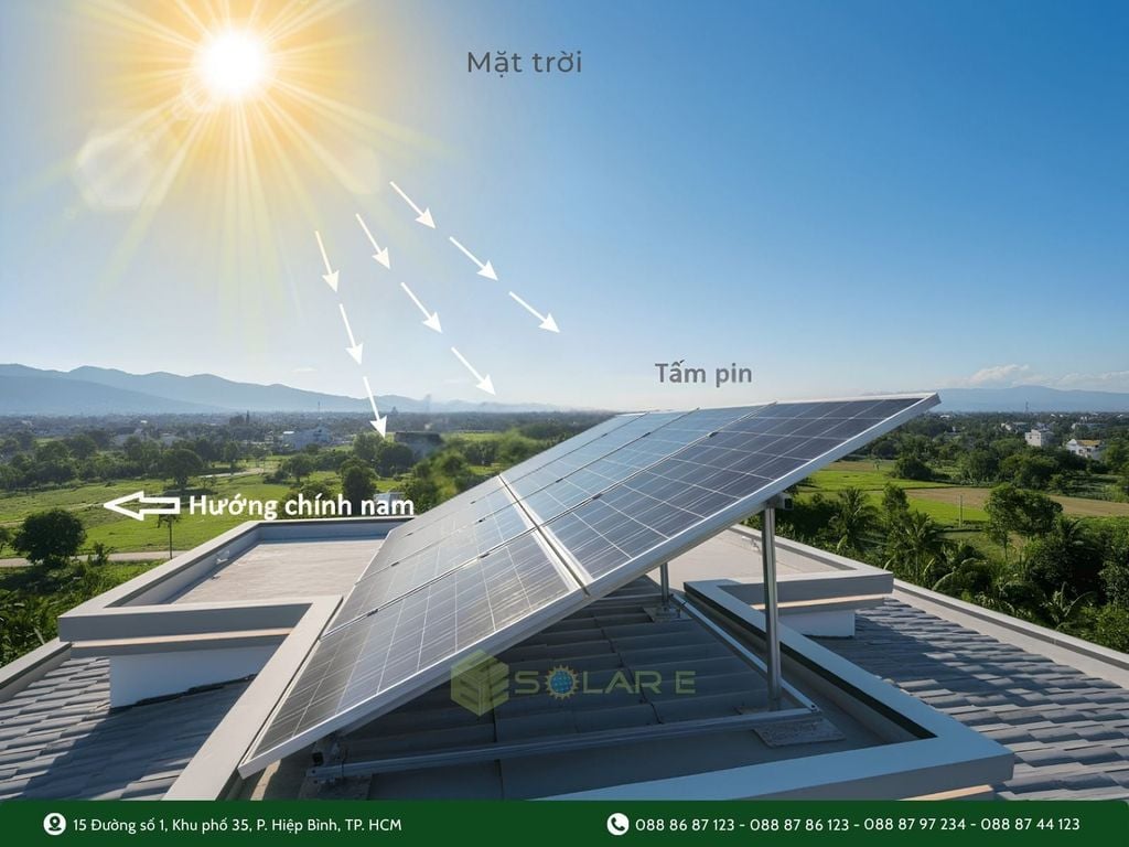 Góc nghiêng tấm pin năng lượng mặt trời trên mái
