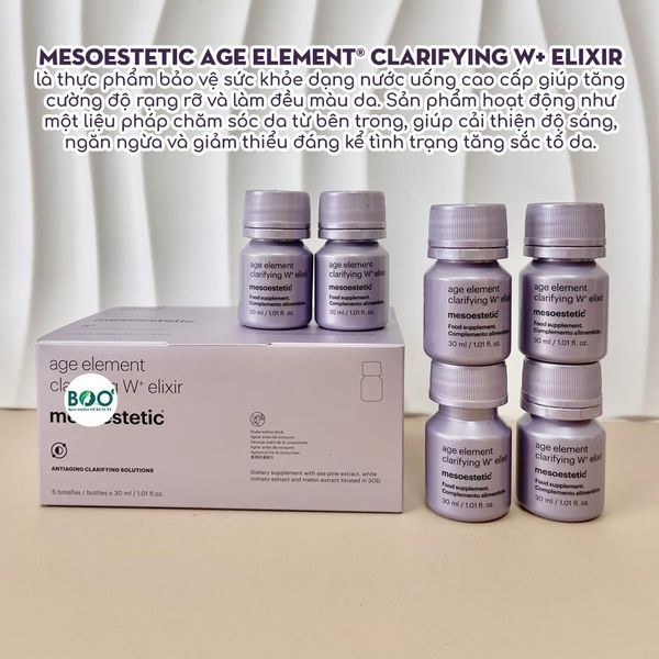 Tổng quan thông tin nước uống Mesoestetic Age Element Clarifying W+ Elixir