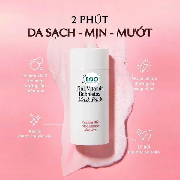 Tổng quan Mặt nạ sủi bọt thải độc Sum 37 Micro-Active Pink Vitamin Bubbletox Mask Pack