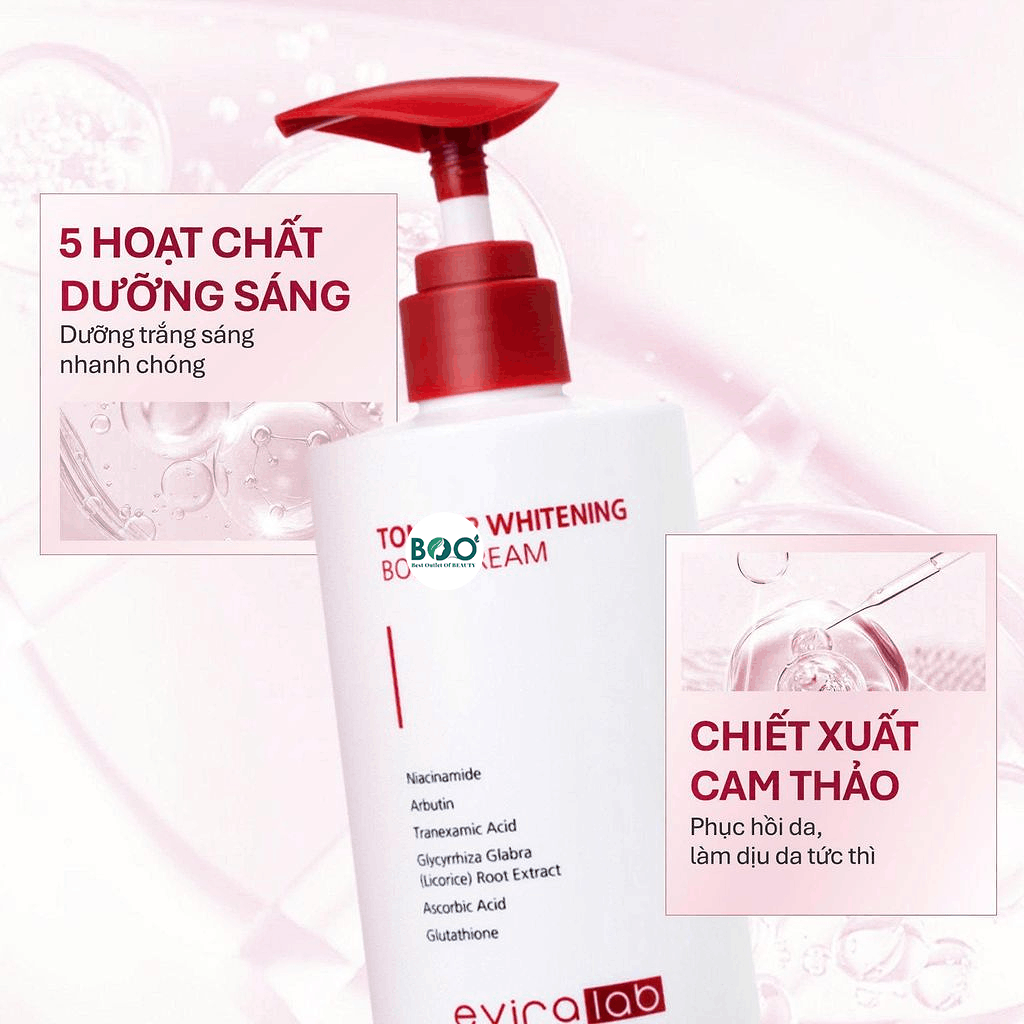 Các hoạt chất nuôi dưỡng trong Eviralab Tone Up Whitening Body Cream