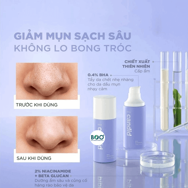 Hiệu quả vượt trội Gel tẩy tế bào chết Candid BHA Exfoliant giảm mụn