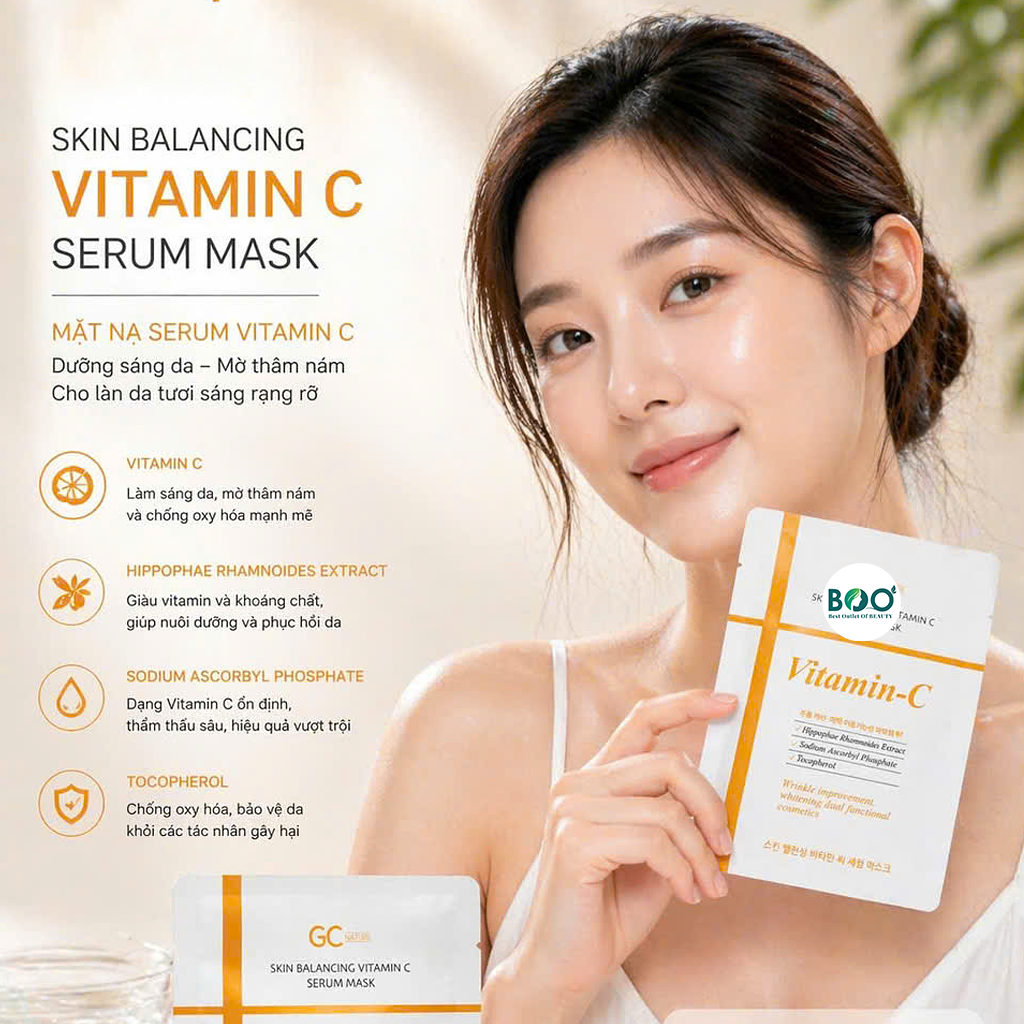Thành phần dẫn xuất Vitamin C và Tocopherol mặt nạ GC Nature