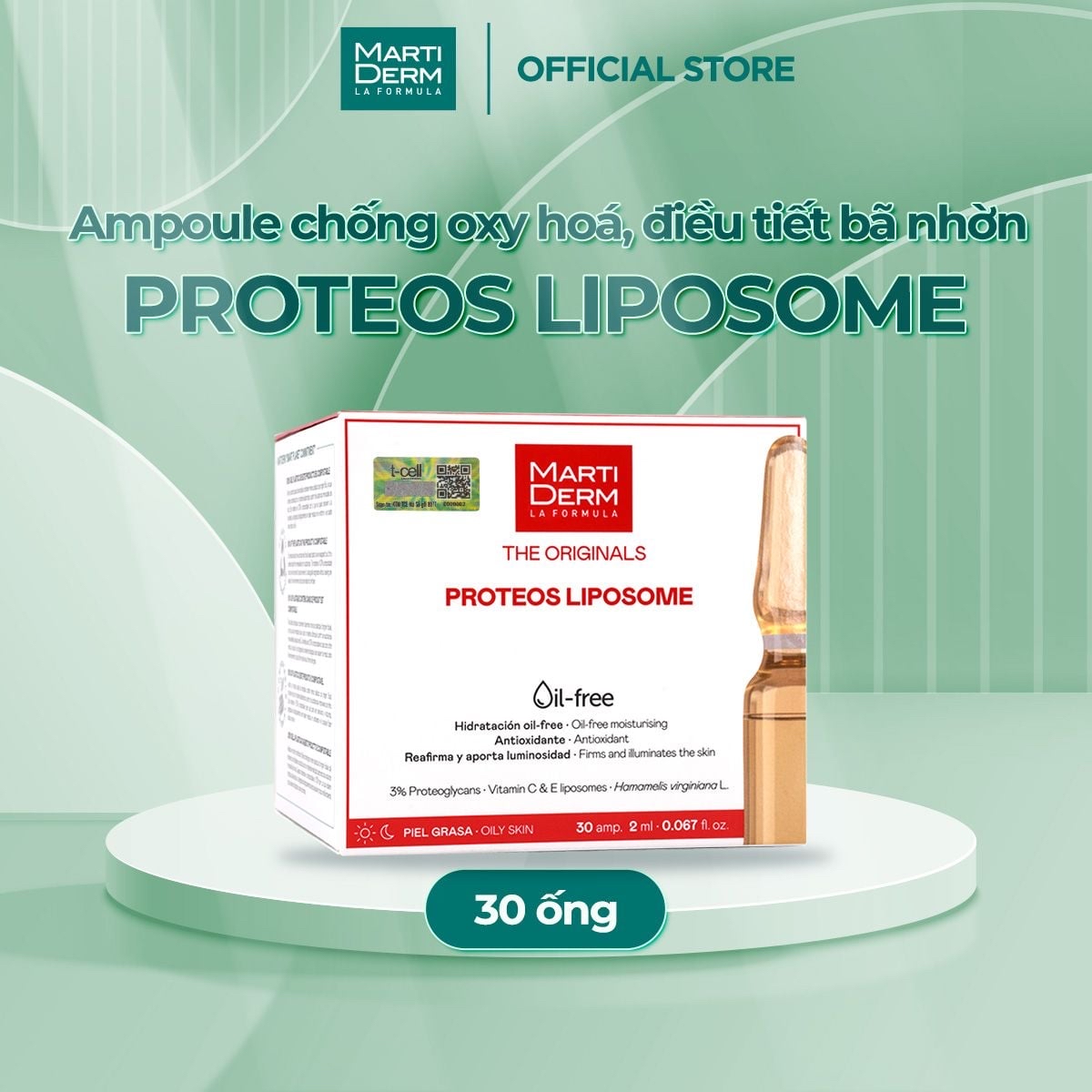 Tổng quan ampoule chống oxy hóa MartiDerm Proteos Liposome