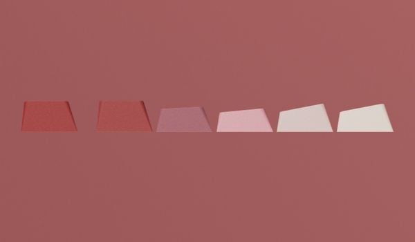 Veekos Rose Latte Gradient Keycaps (PBT Double-Shot / Cherry profile / 135 nút) được điêu khắc để có góc gõ tự nhiên