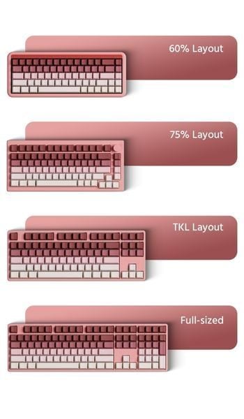 Veekos Rose Latte Gradient Keycaps (PBT Double-Shot / Cherry profile / 135 nút) cực kỳ bền,không bị phai màu hoặc mòn