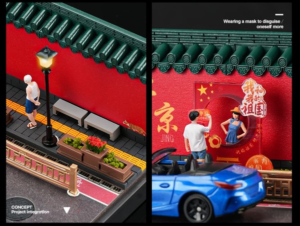 nShop bán Sa bàn tiểu cảnh Diorama 1:64 Đường phố Bắc Kinh SCJ82043-A làm background chụp ảnh xe mô hình