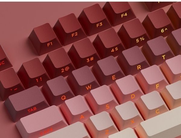 Veekos Rose Latte Gradient PBT Double-Shot / Cherry profile / 135 nút các ký tự in bên hông tỏa sáng