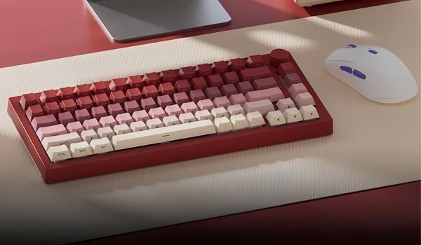 Veekos Rose Latte Gradient PBT Double-Shot / Cherry profile / 135 nút các ký tự in bên hông tỏa sáng