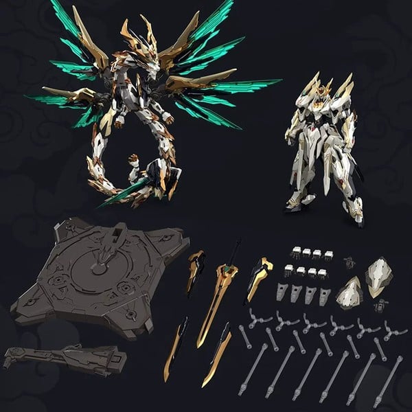 các phụ kiện vũ khí kèm trong set Model Kit EMP-01 Nguyên Linh Hoàng Đế & Tiên Thiên Ứng Long