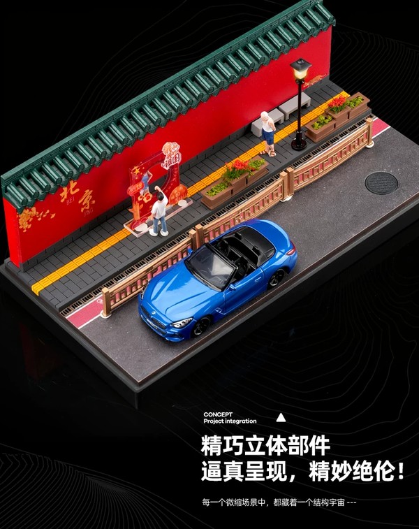 nShop bán Sa bàn tiểu cảnh Diorama 1:64 Đường phố Bắc Kinh SCJ82043-A có nắp bảo vệ chống bụi bám bẩn