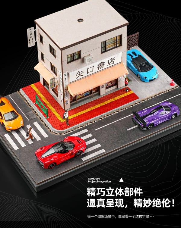 nShop bán Sa bàn tiểu cảnh Diorama 1:64 Nhà sách Nhật Bản SCJ82040-A có đèn LED cổng dây type C