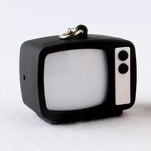nShop bán Móc khóa mô hình TV Keychain có đèn flash chớp chớp cùng âm thanh rè rè của TV xưa vintage retro