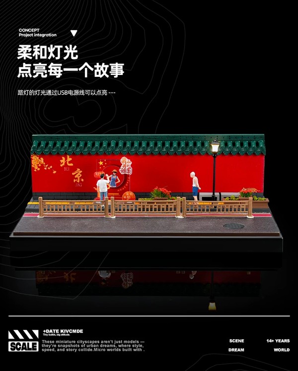 nShop bán Sa bàn tiểu cảnh Diorama 1:64 Đường phố Bắc Kinh SCJ82043-A kèm mô hình figure người mini