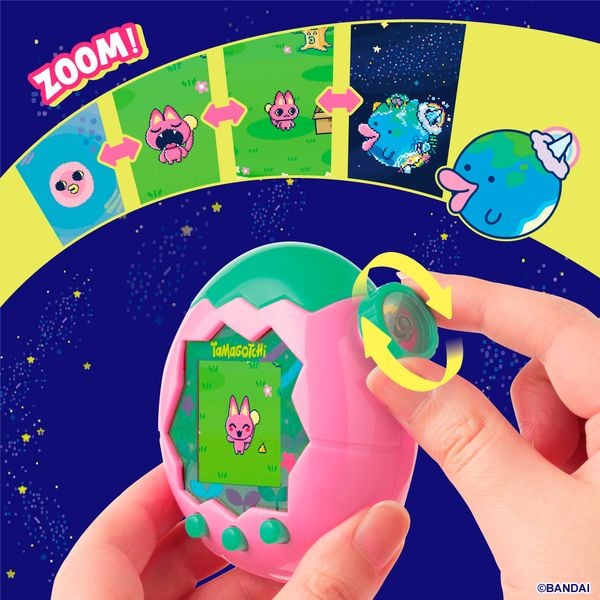 Máy nuôi thú ảo Tamagotchi Paradise - Pink Land bán ở nShop có cơ chế xoay thú vị