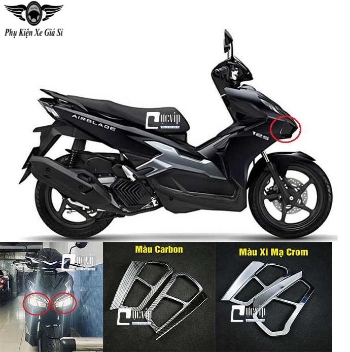 Ốp Viền Đèn Pha AirBlade AB 2023 - 2025 160cc, 125cc Xi Mạ Crom, Carbon MS6815