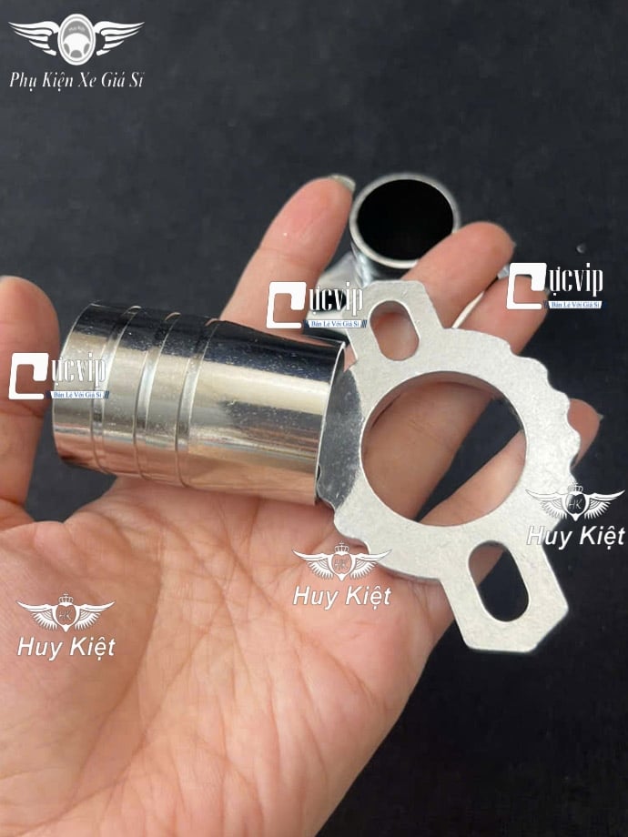 Combo Đót Nối + Khâu Cổ Pô (Lông Đền Cổ Pô, Pat Cổ Pô) Tản Nhiệt Nhôm CNC Gắn Cổ Pô Zin, Inox, Titan Có Phi 27mm Hoặc 32mm MS6936