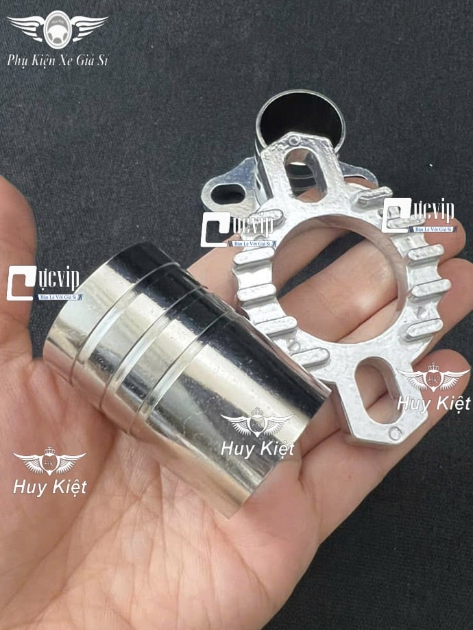 Combo Đót Nối + Khâu Cổ Pô (Lông Đền Cổ Pô, Pat Cổ Pô) Tản Nhiệt Nhôm CNC Gắn Cổ Pô Zin, Inox, Titan Có Phi 27mm Hoặc 32mm MS6936