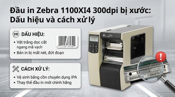Đầu in Zebra 110Xi4 300dpi bị xước: Dấu hiệu và cách xử lý