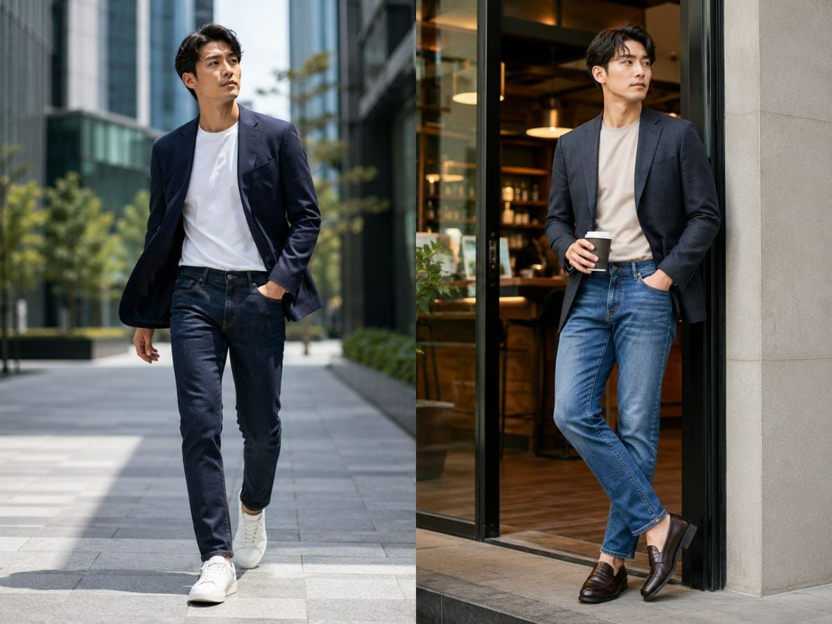 Blazer phối jean áo thun tạo vẻ ngoài lịch sự nhưng trẻ trung