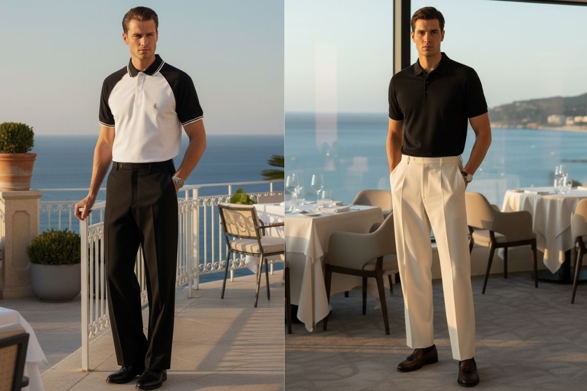 Phối quần tây nam với áo polo