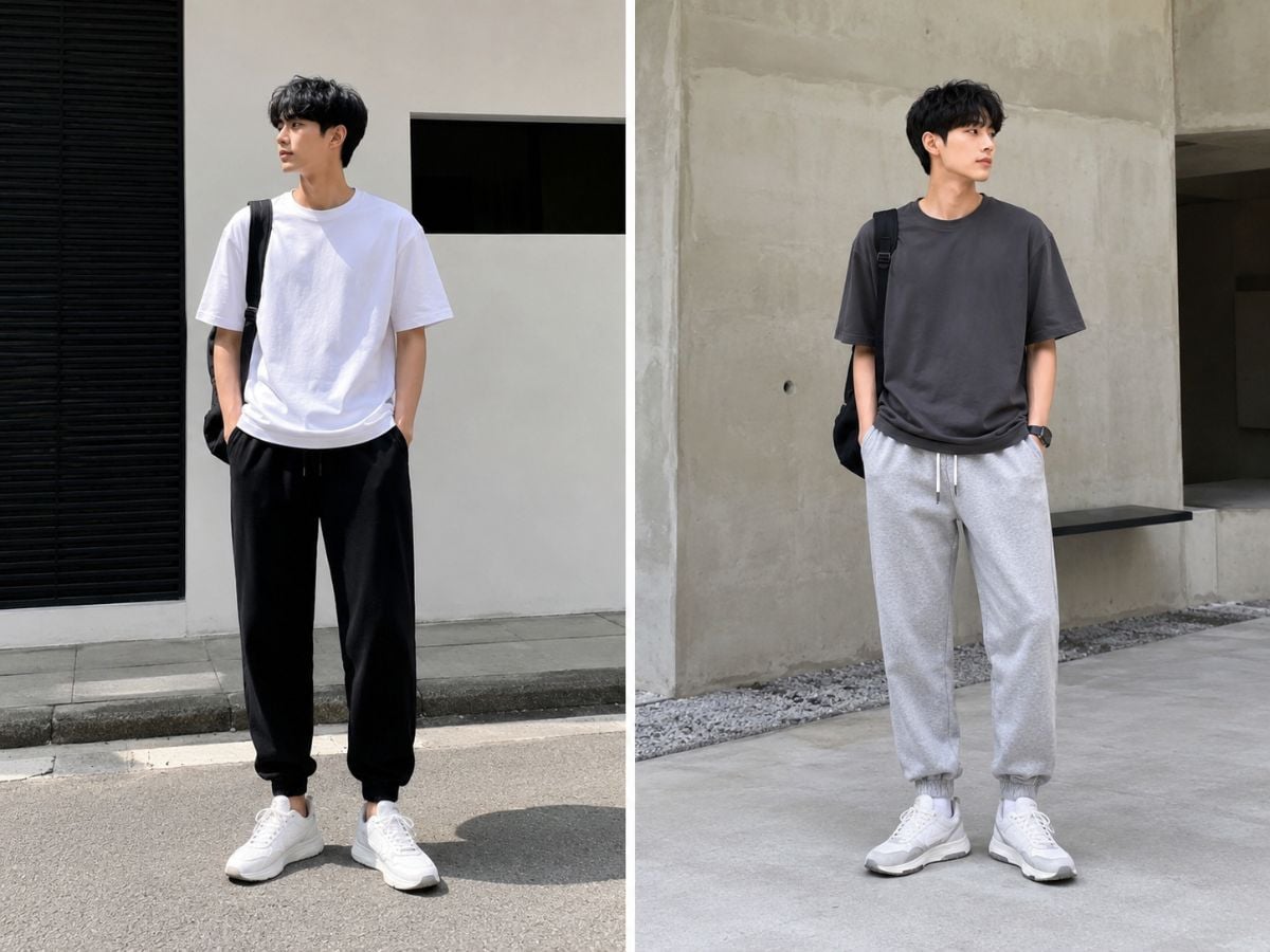Áo thun basic phối jogger tạo outfit đơn giản, trẻ trung hằng ngày