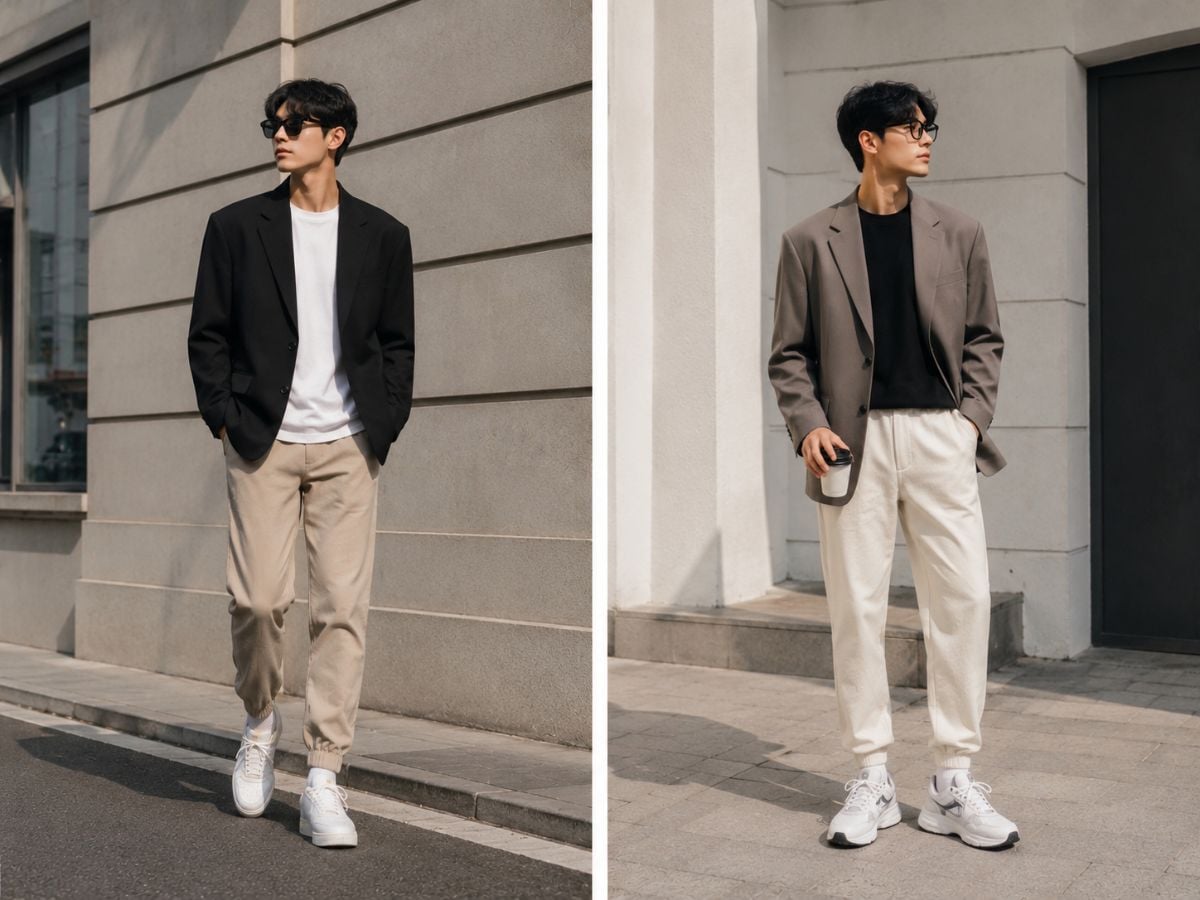 Blazer relaxed phối jogger tạo phong cách smart casual mới mẻ