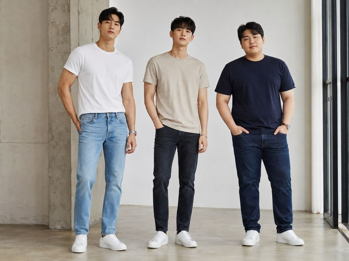 Quần jean áo thun giúp nam giới dễ chọn outfit tôn dáng