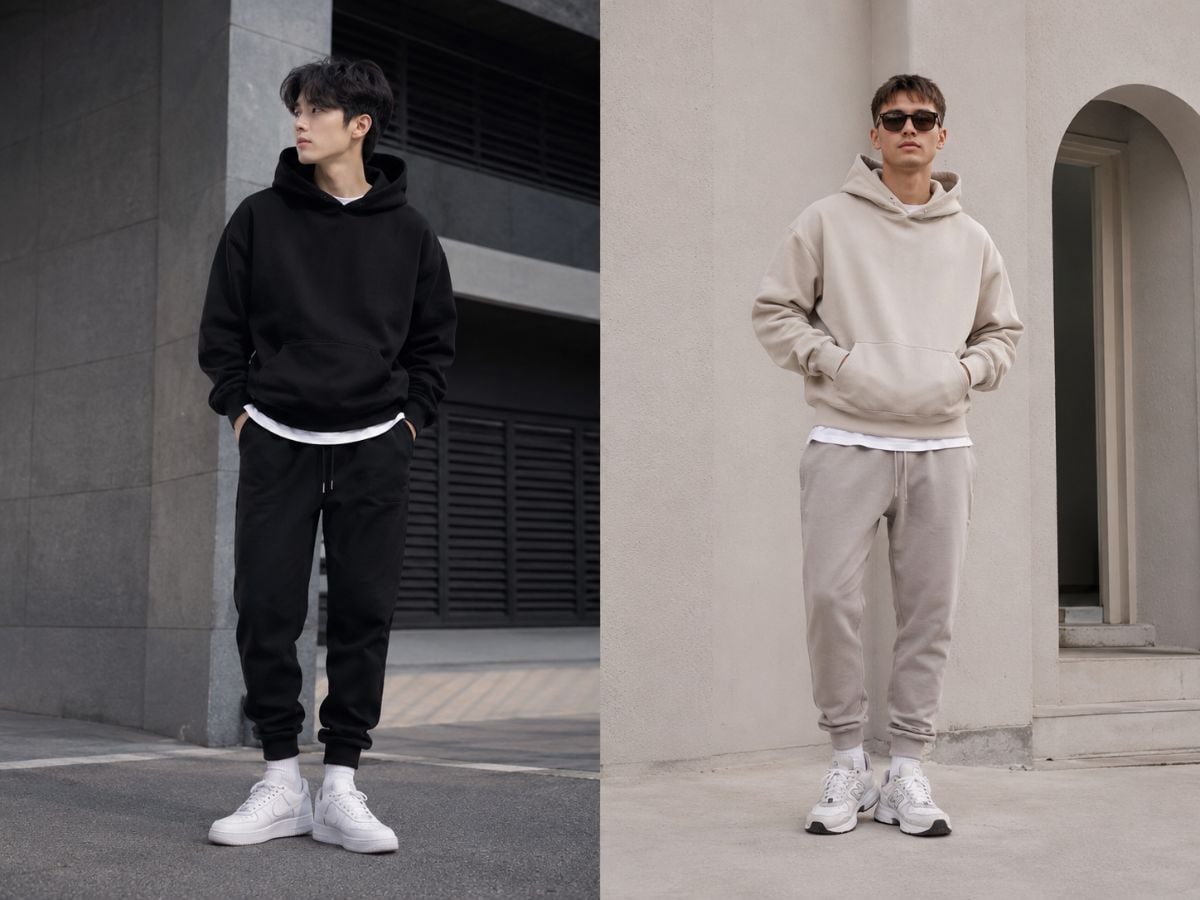 Hoodie phối jogger tạo phong cách đường phố phóng khoáng, ấm áp