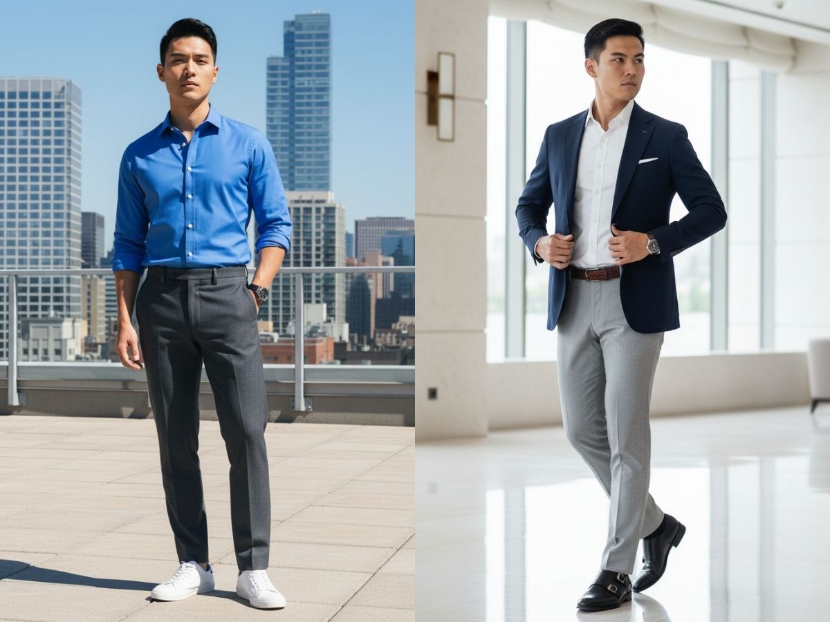 Outfit smart casual với áo sơ mi
