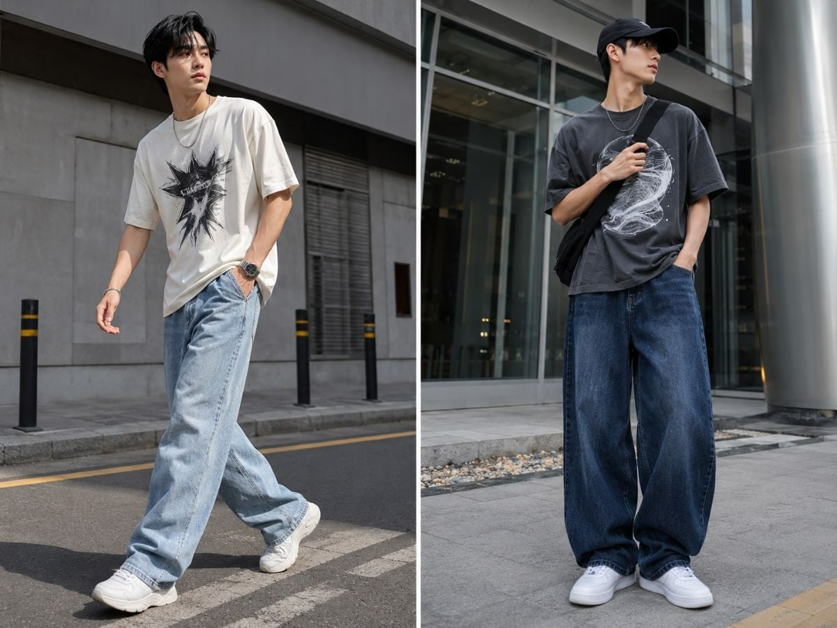 Jean baggy và áo graphic tạo điểm nhấn cá tính cho outfit