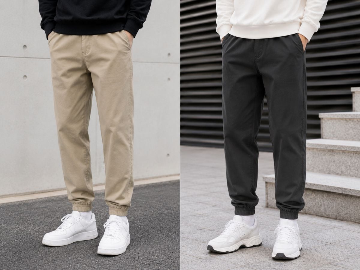 Quần jogger kaki tạo vẻ ngoài gọn gàng, năng động và dễ ứng dụng