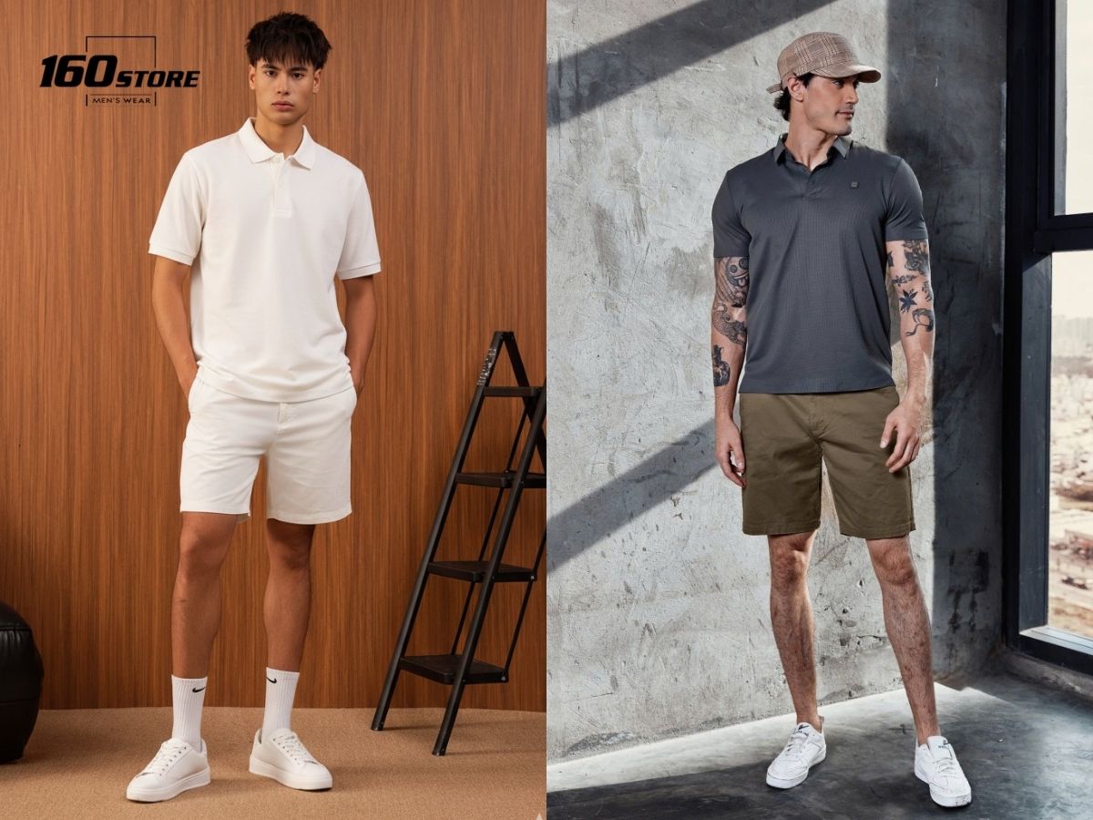 Smart casual quần short và áo polo nam