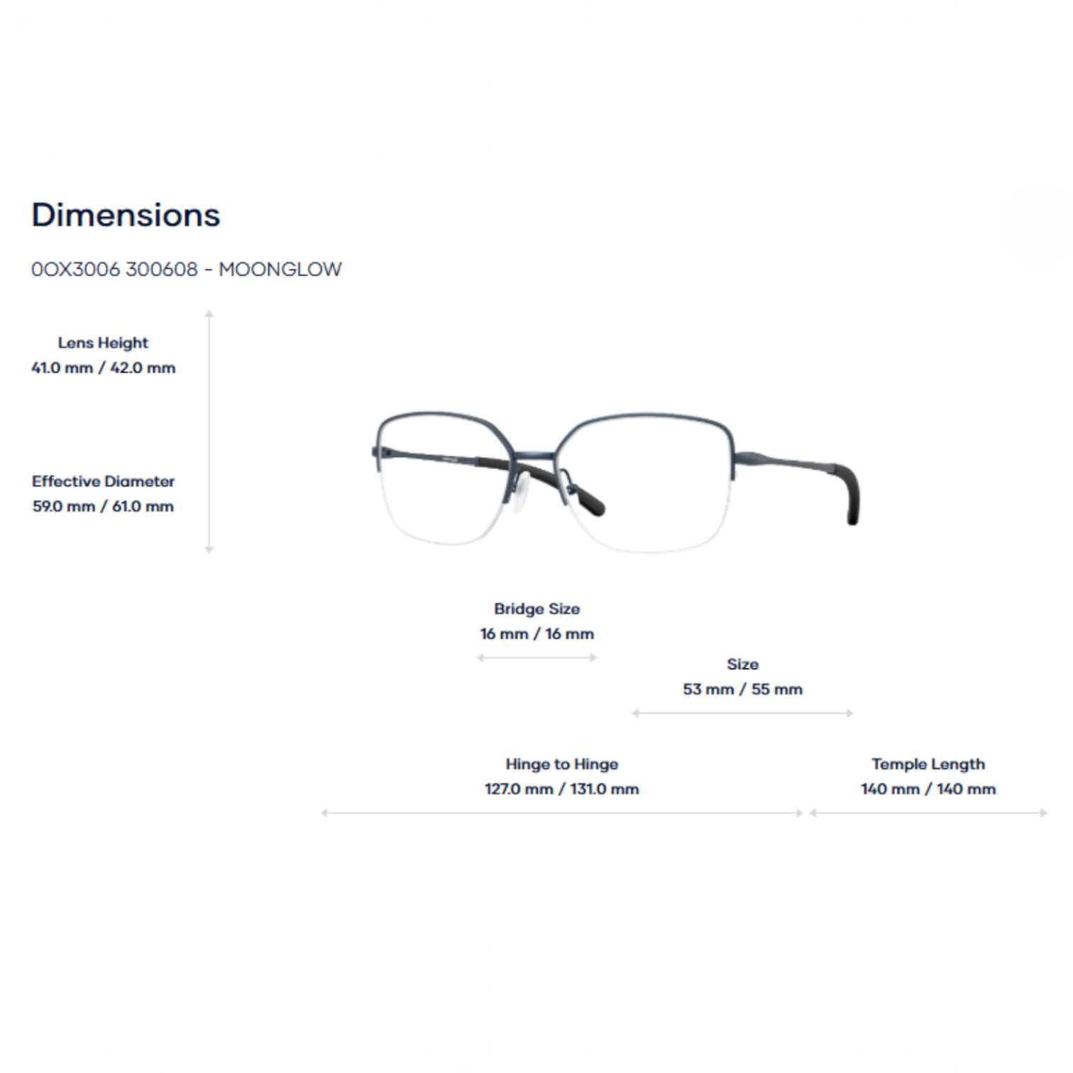 Oakley 0OX3006 Moonglow Gọng Kính Nửa Khung – Tem Chính Hãng Luxottica