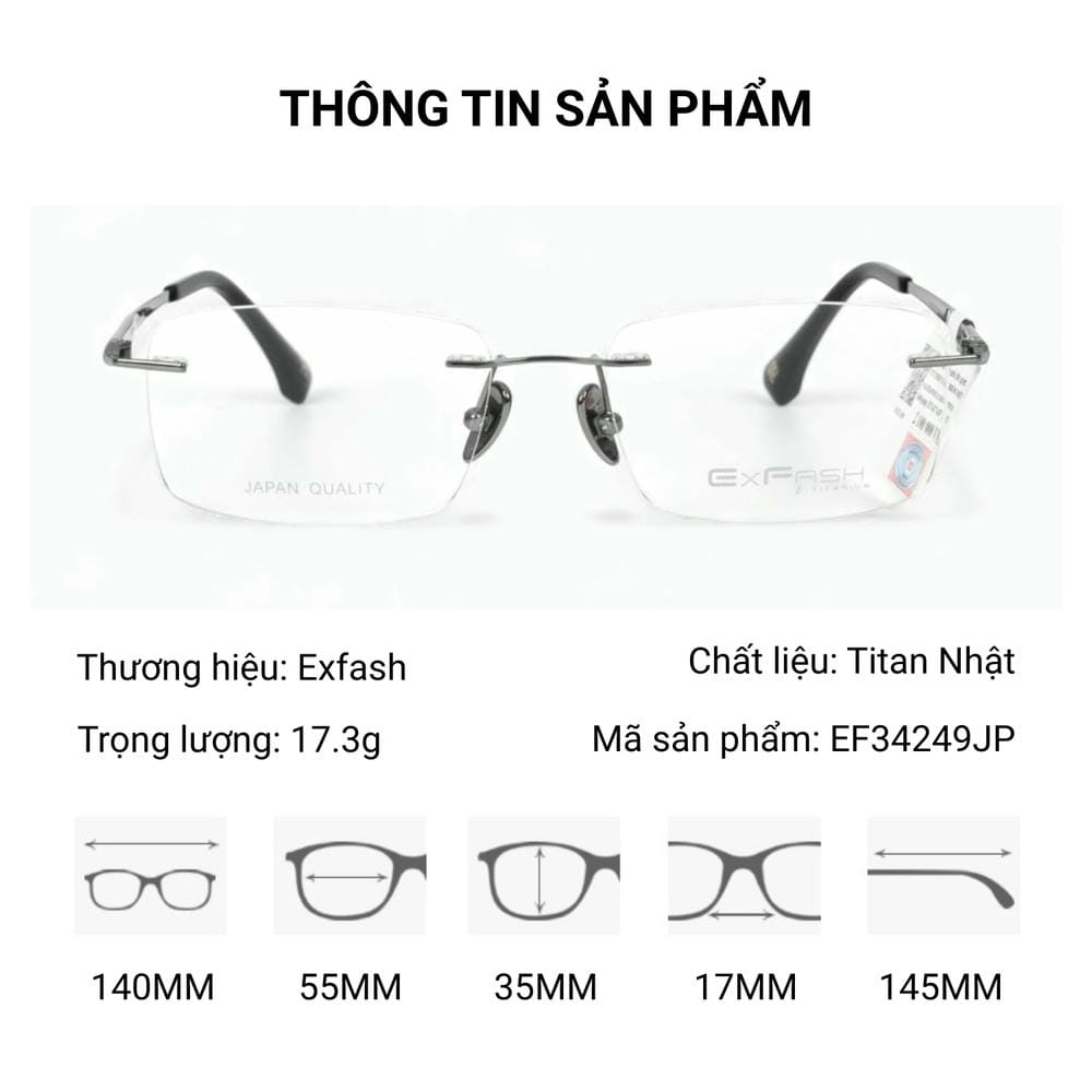 Kính Không Gọng Titan Nhật Exfash EF34249JP – Tem Chính Hãng 101