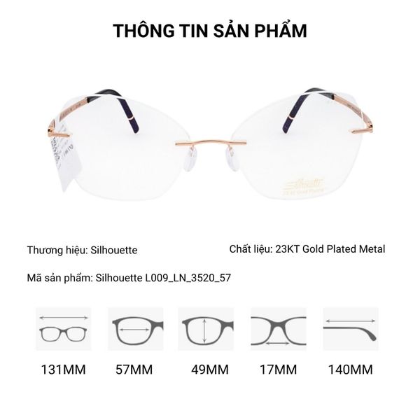 Silhouette Momentum Aurum L009LN Kính Không Gọng Mạ Vàng 23KT