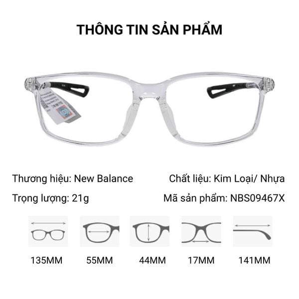 New Balance Gọng Kính Thể Thao NBS09467X – Tem Chính Hãng 101