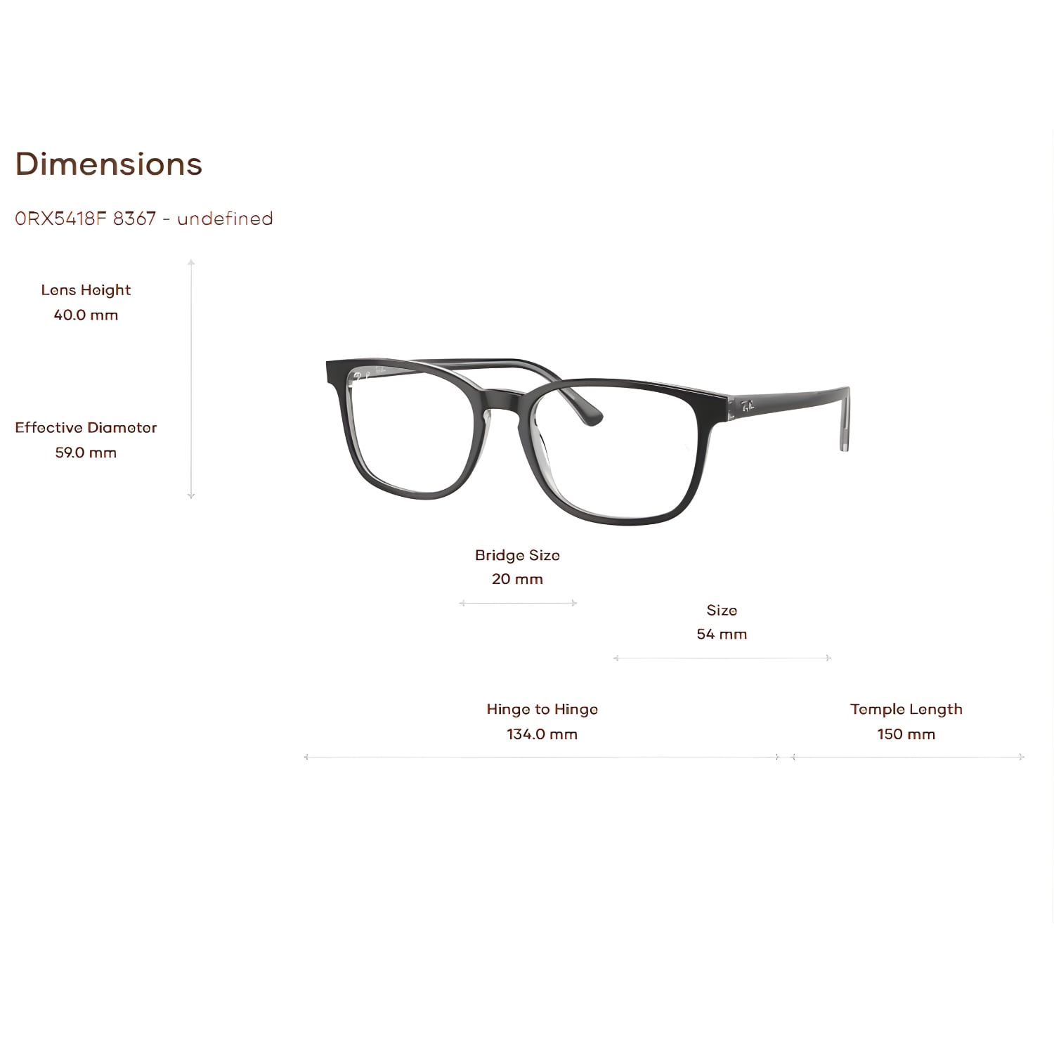 Gọng Kính Rayban 0RX5418F - Tem Chính Hãng Luxottica