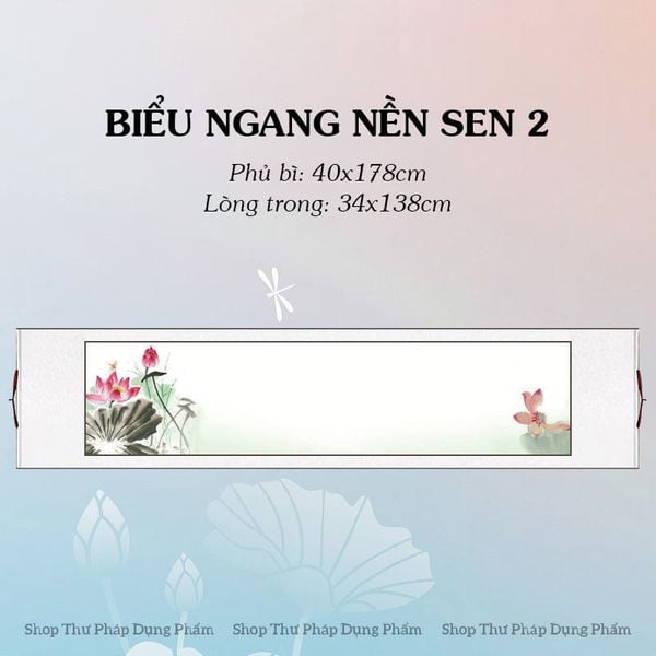 Biểu liễn lụa nền tranh sơn thủy mẫu ngang 40x178cm