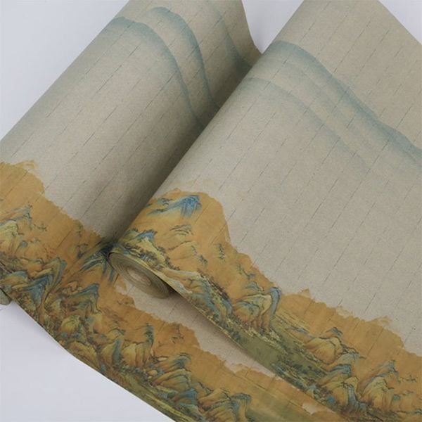 Cuộn giấy xuyến chỉ cao cấp in tranh sơn thủy viết thư pháp