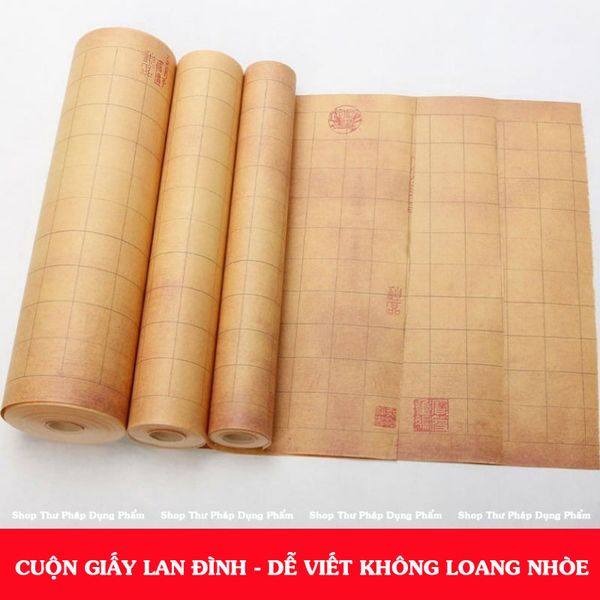 Cuộn giấy xuyến chỉ cao cấp màu cổ Lan Đình viết thư pháp