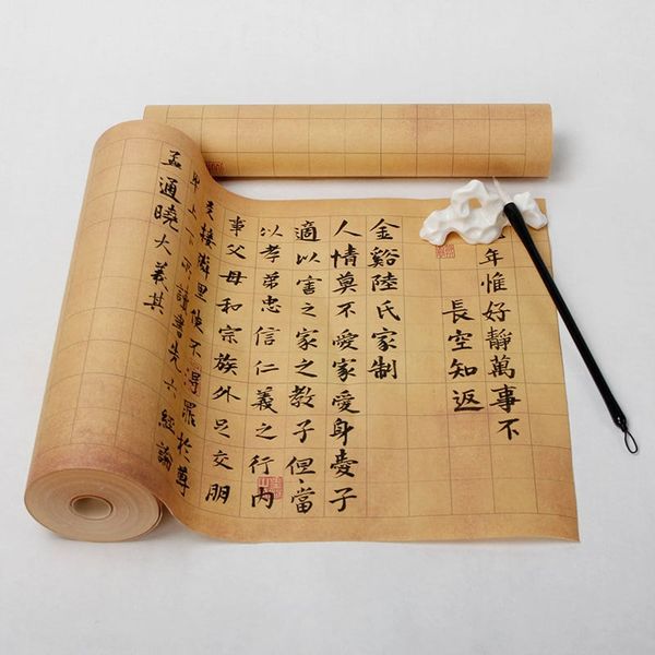 Cuộn giấy xuyến chỉ cao cấp màu cổ Lan Đình viết thư pháp