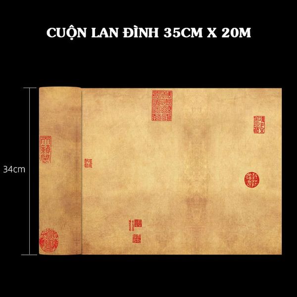 Cuộn giấy xuyến chỉ cao cấp màu cổ Lan Đình viết thư pháp