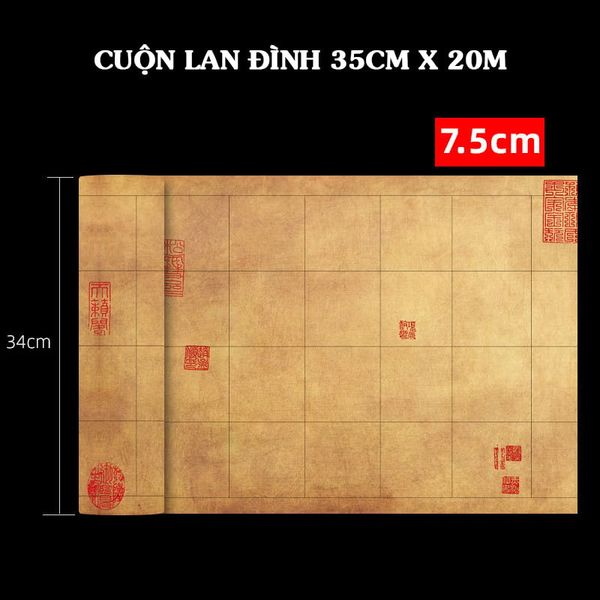 Cuộn giấy xuyến chỉ cao cấp màu cổ Lan Đình viết thư pháp
