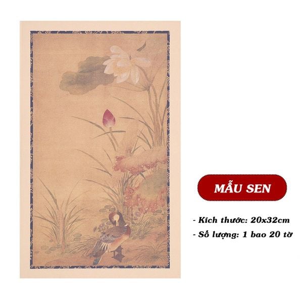 Giấy xuyến chỉ cổ nhã in tranh Tống Cẩm 20x32cm - Set 20 tờ