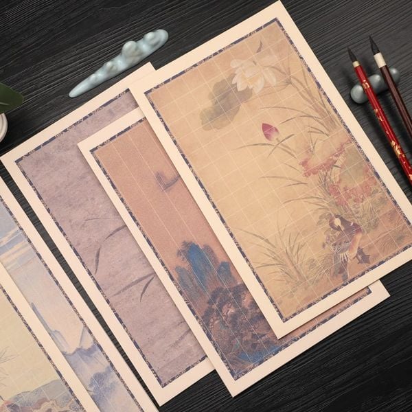 Giấy xuyến chỉ cổ nhã in tranh Tống Cẩm 20x32cm - Set 20 tờ