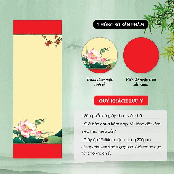 Giấy viết thư pháp giấy ốp in tranh 19x54 mẫu mới nhất giá rẻ