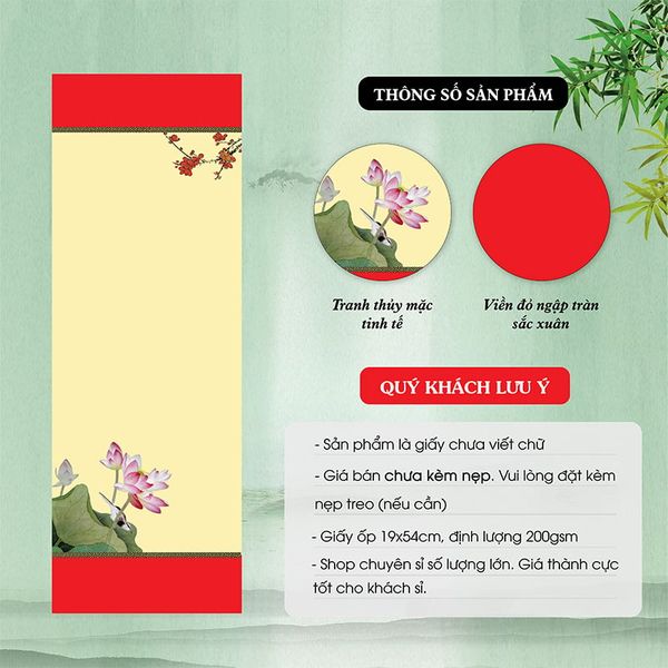 Giấy viết thư pháp giấy ốp in tranh 19x54 mẫu mới nhất giá rẻ