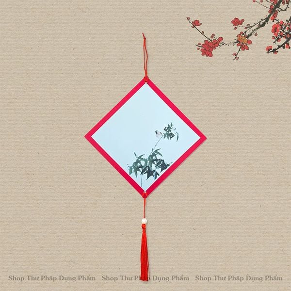 Giấy thư pháp in tranh 2 lớp hình quả trám cạnh 15x15cm