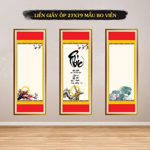 Giấy viết thư pháp giấy ốp in tranh 27x78cm mẫu bo viền