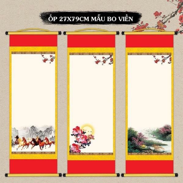 Giấy viết thư pháp giấy ốp in tranh 27x78cm mẫu bo viền